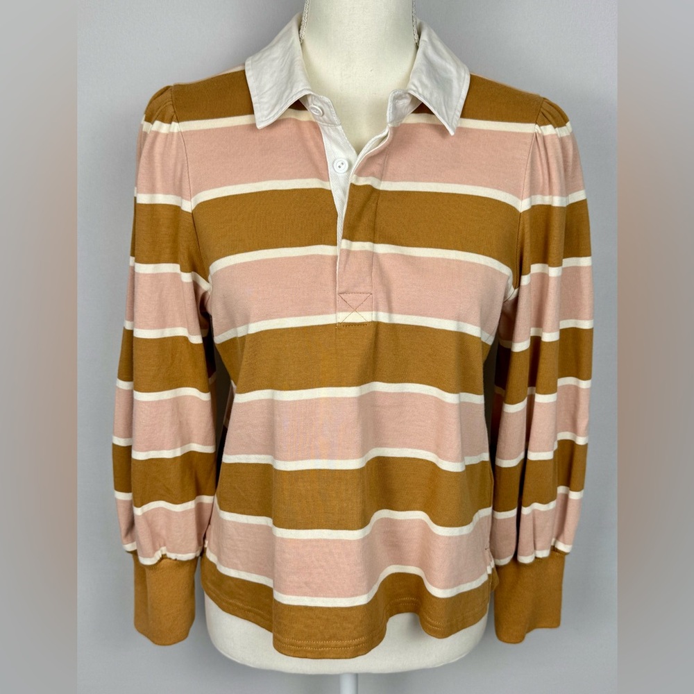 Veronica Beard Presto Rugby Shirt Long Sleeves Polo Shirt Cotton Stripes Small - Picture 3 of 10